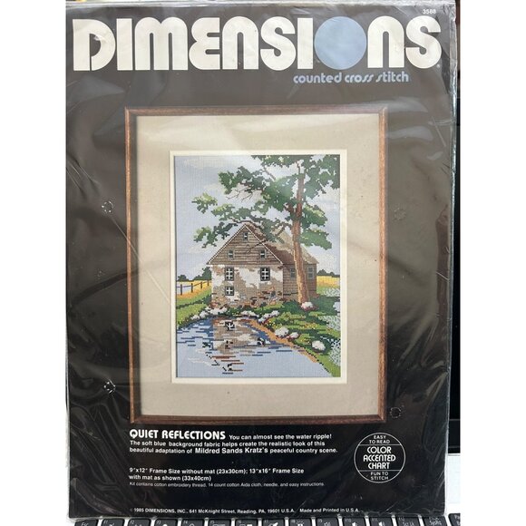 Dimensions Counted Cross Stitch Kit Quiet Reflections 9"x12" Frame Size Design - Picture 1 of 7